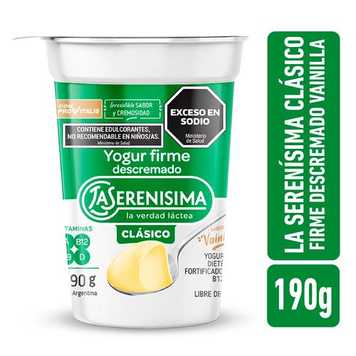 Yogur Firme Descremado Vainilla La Serenísima Clásico 190 Gr