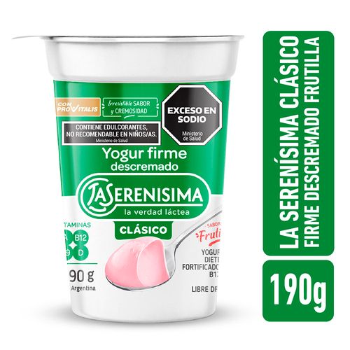 Yogur Firme Descremado La Serenísima Clásico Frutilla 190 Gr