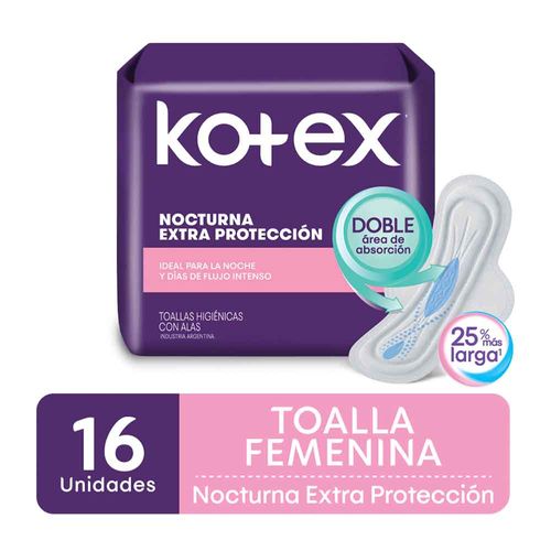 Toalla Kotex Alas Extra Suave Nocturna X16