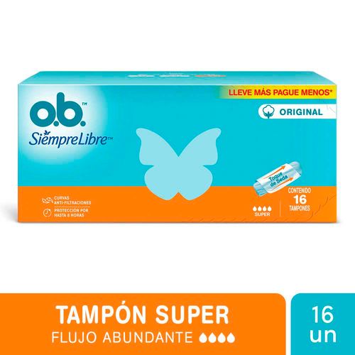 Tampones Siempre Libre Super X 16 Un Ob