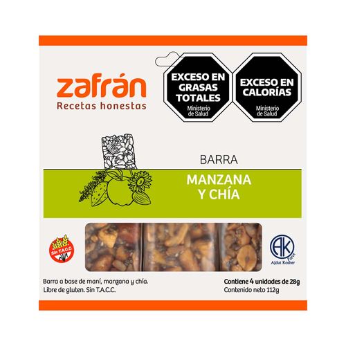 Barra Zafrán Manzana Y Chía 112 Gr