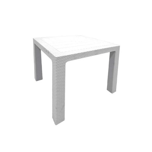 Mesa Simil Rattan  80x80 Blanco Poo