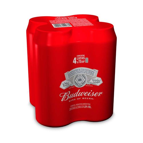 Cerveza Budweiser Rubia 710cc Fourpack