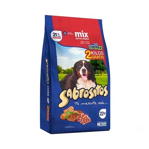 Alimento Sabrositos Mix De Carne, Pollo Y Cerdo  20kg