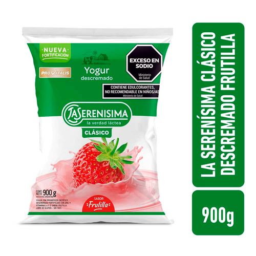 Yogur Bebible Descremado Frutilla 900 Gr La Serenísima Clásico