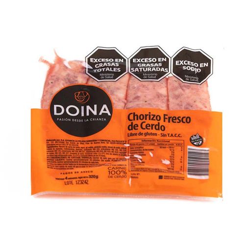 Chorizo De Cerdo Envasado Al Vacio 4 U - 320 Gr Doina