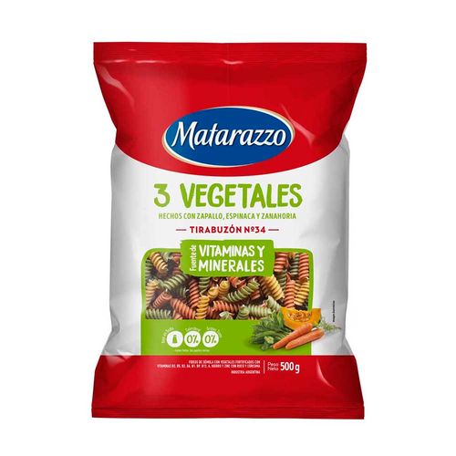 Fideos Matarazzo Tirabuzn34vegetales500g