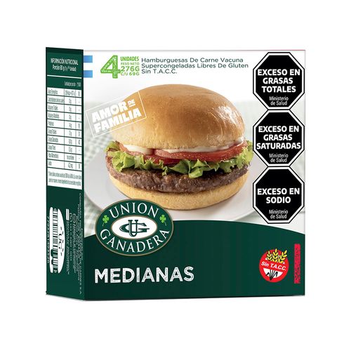 Hamburguesas Union Ganadera Medianas 4 U - 276 Gr