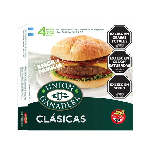 Hamburguesas Clásicas 332 Gr X 4 Un Union Ganadera