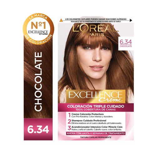 Kit Tintura Excellence Creme Chocolate Tono 6.34