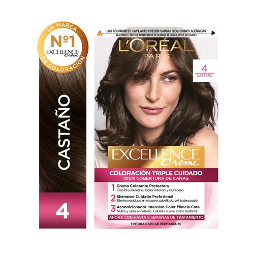 Kit Tintura Excellence Creme Castaño Oscuro Profundo Tono 4