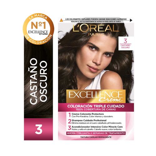 Kit Tintura Excellence Castaño Oscuro Profundo Creme Tono 3