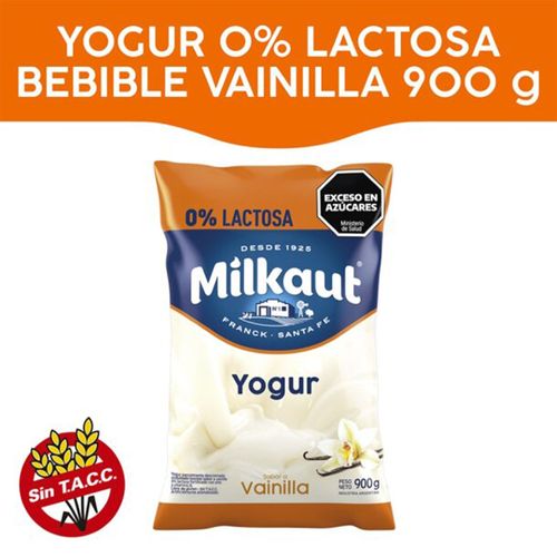 Yogur Milkaut Entero Vainilla 0lactosa X 900 Grs