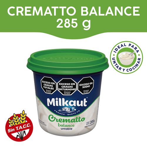 Queso Crematto Balance Milkaut X 285 Grs