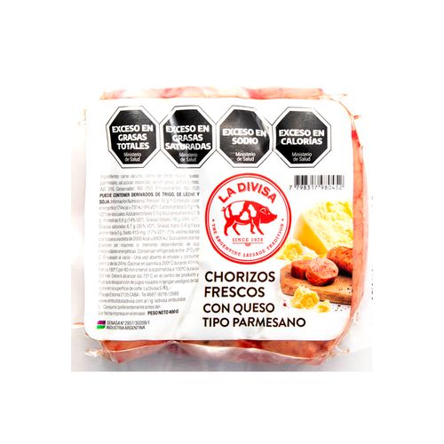 Chorizo Fresco Con Queso Al Vacio X400 Grs - La Divisa