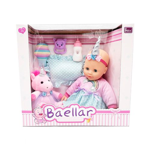 Muñeca De 40 Cm Unicornio Con Accesorios