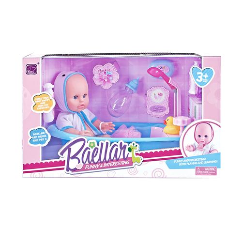 Muñeca Bebé De 12 Set Baño Con Accesorios B