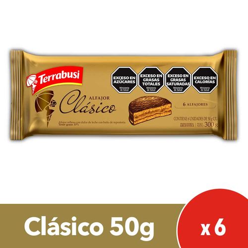 Alfajor Terrabusi Chocolate Clásico 300 Gr - 6 U