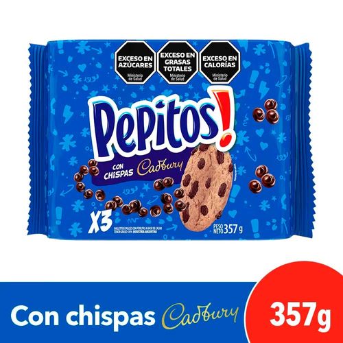 Galletitas Pepitos con Chips de Chocolate 357 Gr - Pack  3 U