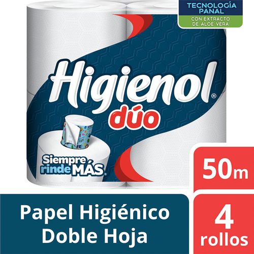 Papel Higiénico Higienol Duo Aloe Panal Doble Hoja - 50 M X 4 U