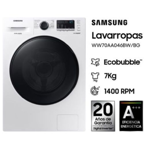 Lavarropas Inverter Samsung 7kg Ww70aa046bw Blanco 7kg