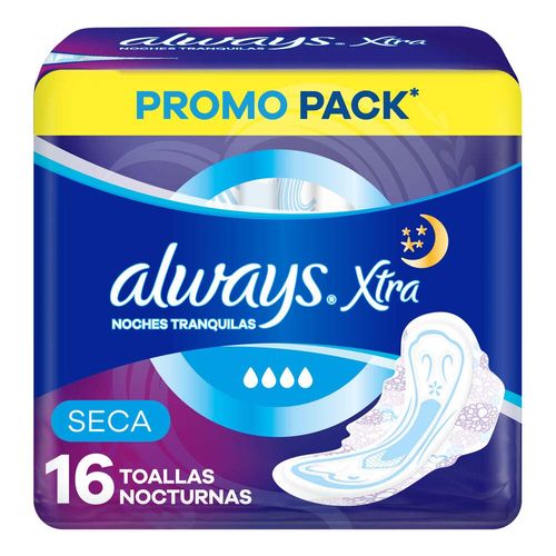 Always Xtra Noches Tranquilas Seca Toallas Nocturnas 16 Unidades