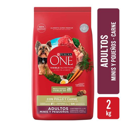 Alimento Perros Purina One Adulto Pequeño Carne 2 Kg