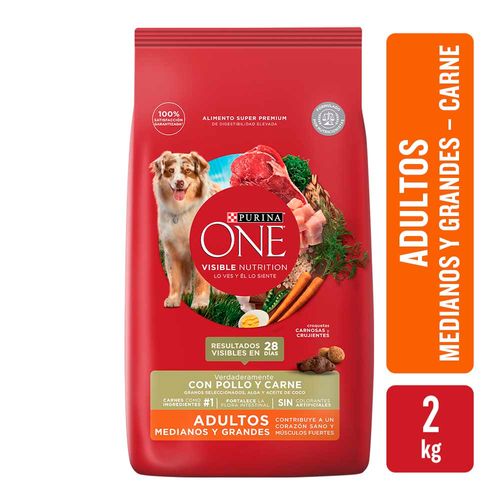 Alimento Perros Purina One Adulto Mediano - Grande Carne 2 Kg