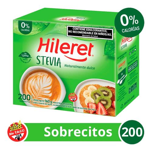 Endulzante Hileret Stevia X 200 Sobrecitos