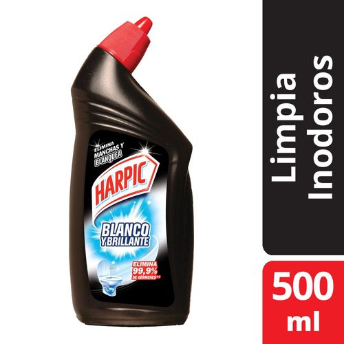 Harpic Gel Limpiador De Inodoros Desinfectante Blanco Y Brillante 500ml