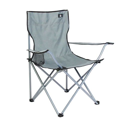 Silla Camping Caño Con Apoyabrazos Gris Alpes