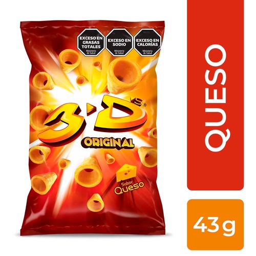 Tubitos De Harina De Maíz Sabor Queso 3d Mega Queso X 43 Gr