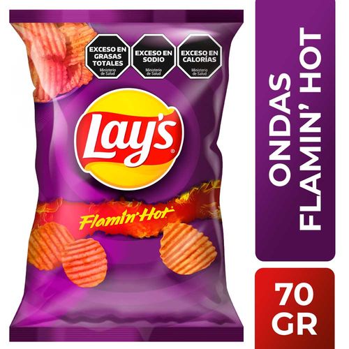 Papas Fritas Lays Ondas Sabor A Flamin' Hot 70 Gr