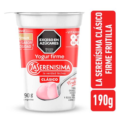 Yogur Firme Entero La Serenísima Clásico Frutilla 190 Gr