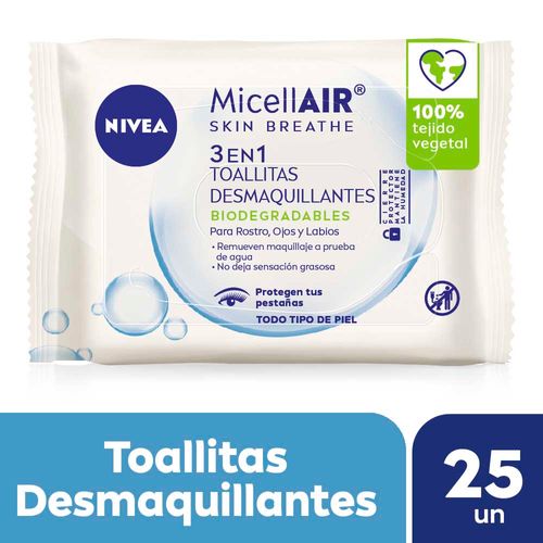 Toallitas Desmaquillantes Nivea Micellair 3 En 1 25 U