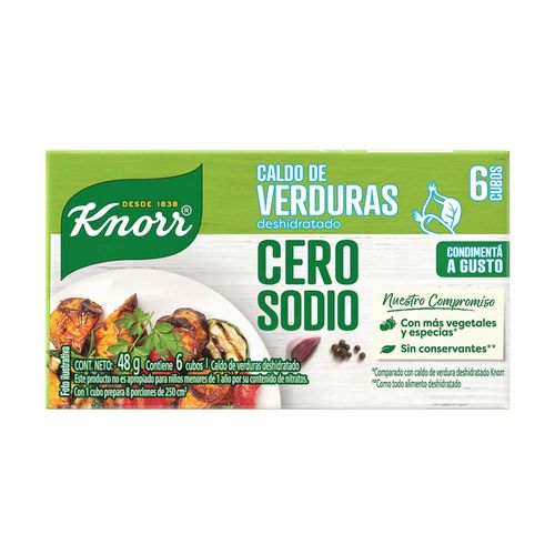 Caldo Knorr De Verdura Cero Sodio 6 Cubos