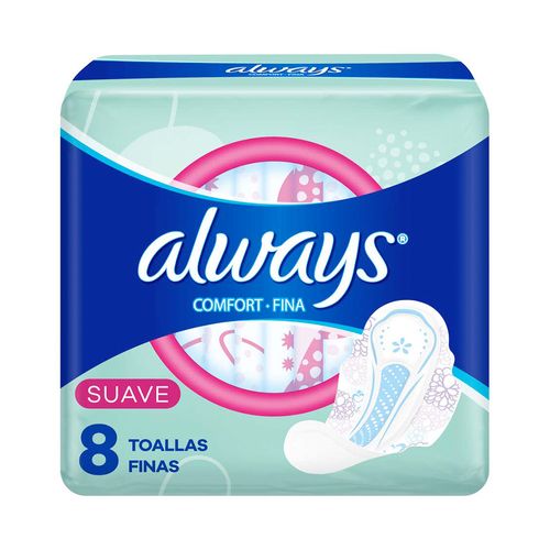 Toallitas Femeninas Always Comfort Fina Suave - 8 U