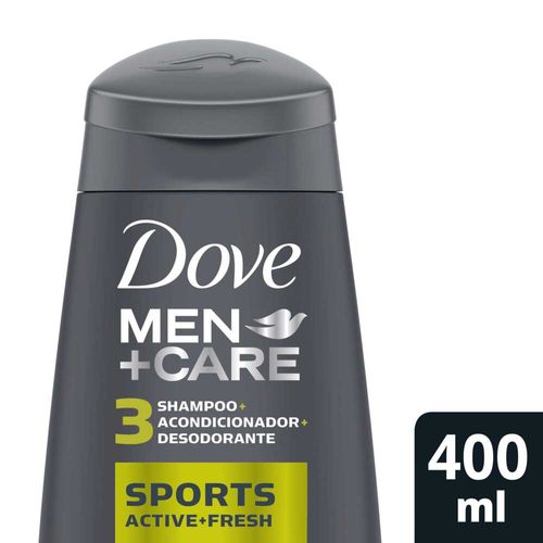 Shampoo Para Hombre Dove  Active & Fresh 3 En 1 400 Ml