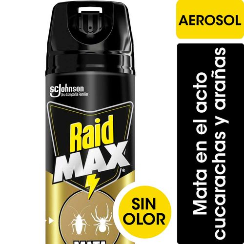 Insecticida Raid Max Cucarachas Arañas Aerosol 360 Ml