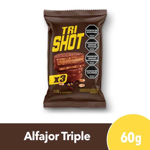 Alfajor Shot Con Maní Triple 60 Gr