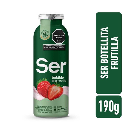 Yogur Descremado Ser Frutilla Botella 190 Gr