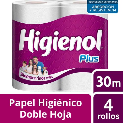 Papel Higiénico Plus Fusión Doble Hoja 30 M 4 Un Higienol