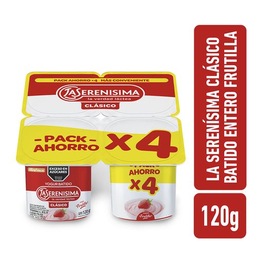 Yogur Batido Frutilla Pack X4 X 120 Gr La Serenísima Clásico