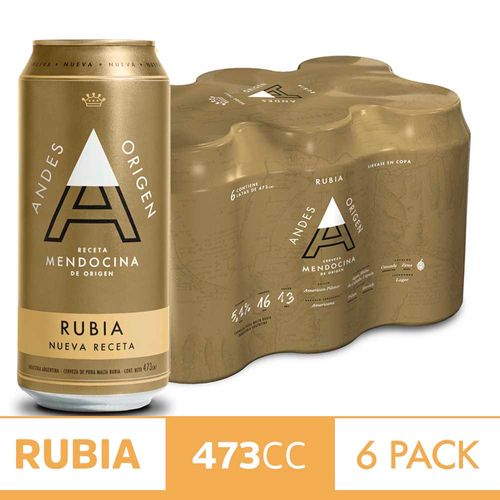 Cerveza Andes Origen Rubia 473cc 6un