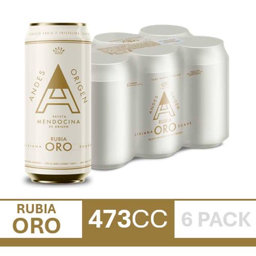 Cerveza Andes Origen Rubia Oro 473cc 6un