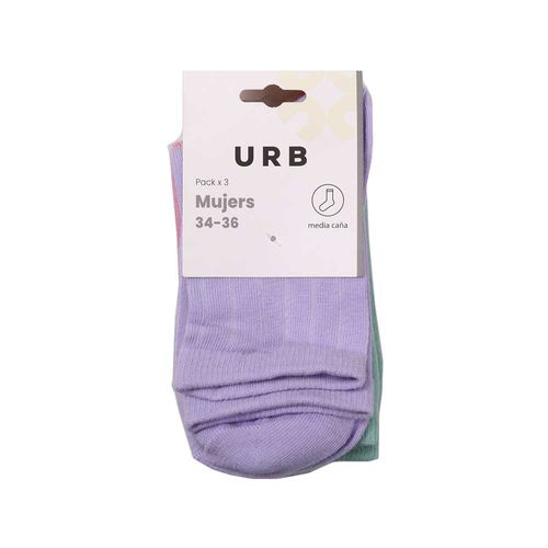 Media Mujer Pack X 3 Media Caña Pastel Talle 34 A 39 Urb