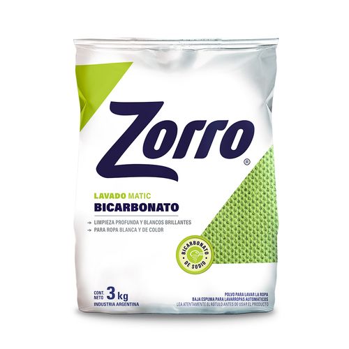 Detergente Polvo Bicarbonato 3kg Zorro