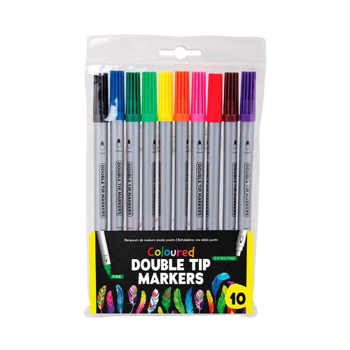 Marcadores 2 Puntas Colores X 10 Un Ubl