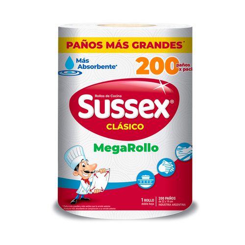 Papel De Cocina Megarollo 200 Sussex