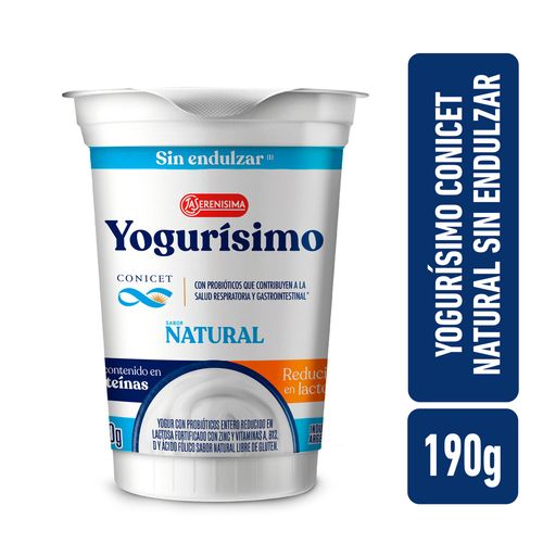 Yogur Natural Sin Endulzar Conicet 190 Gr Yogurisimo